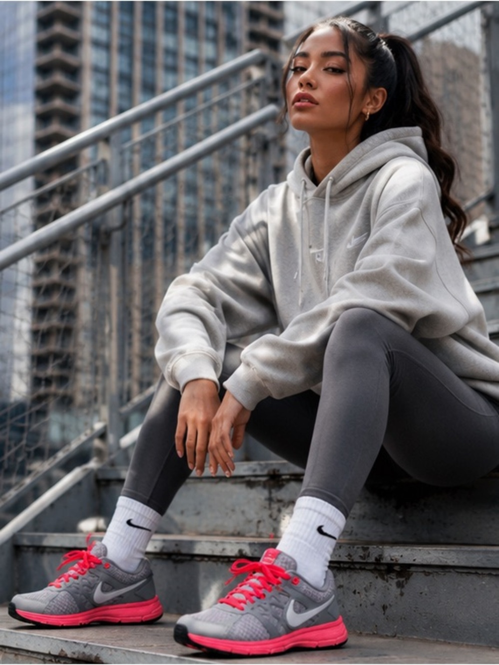 Nike Gray and Pink Women's Sneakers